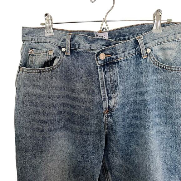 Princess Polly Asymmetrical Medium Wash Jeans Size 10 - Picture 6 of 10